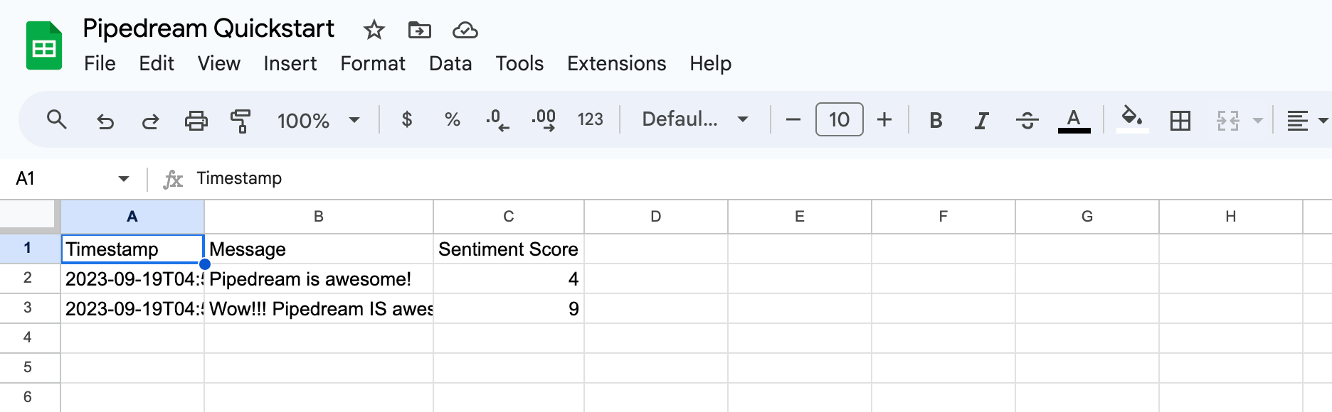 Live data inserted into sheets